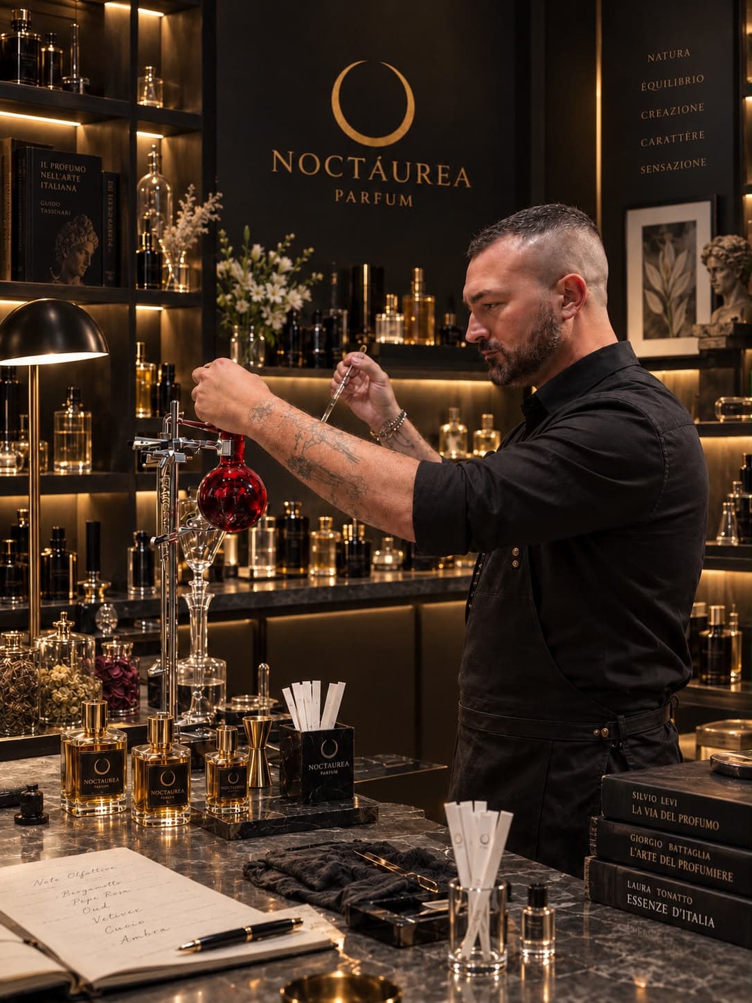 Il fondatore di NOCTÁUREA al lavoro nel suo studio