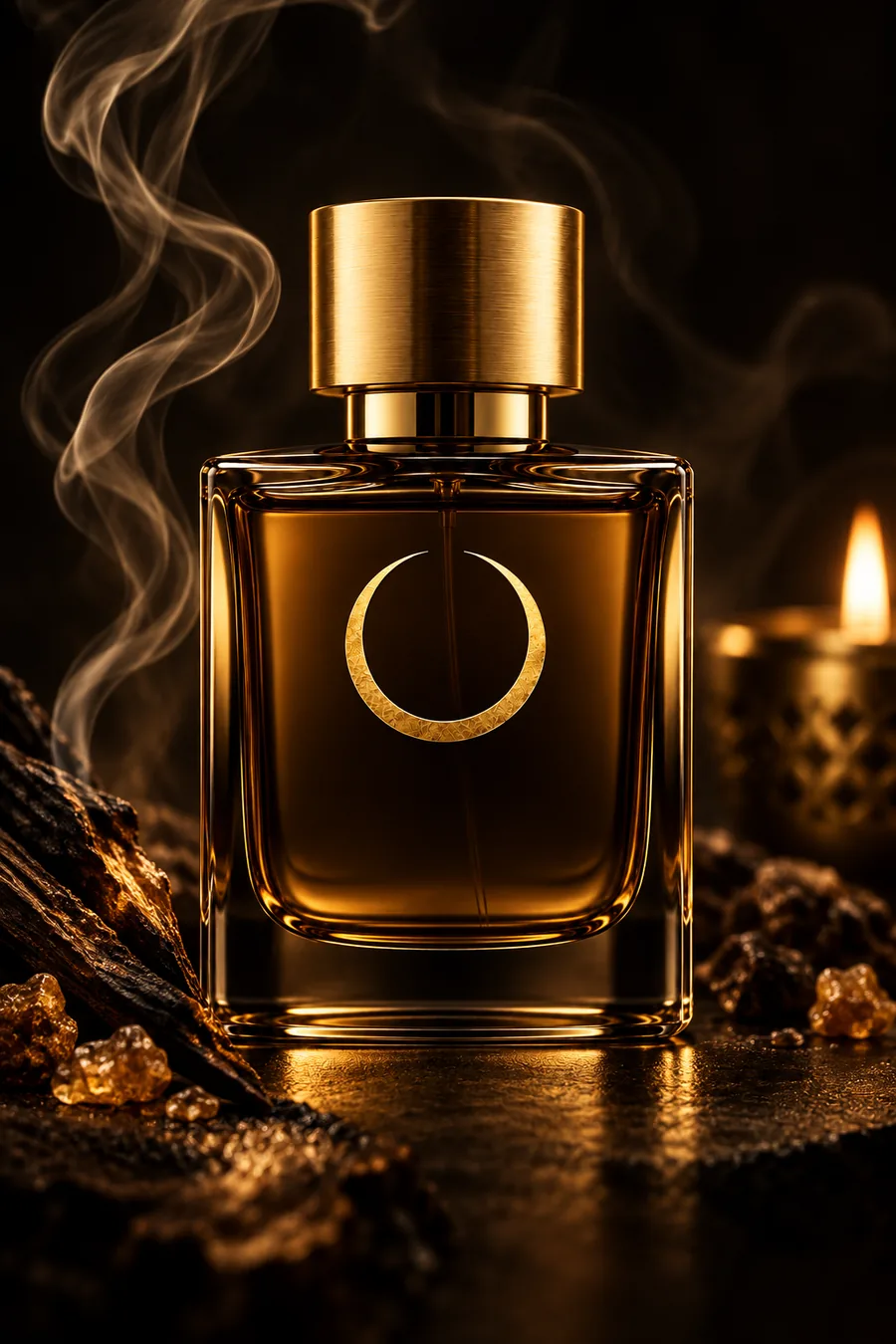 Interpretazione visiva del flacone Incenso Aureo NOCTÁUREA PARFUM
