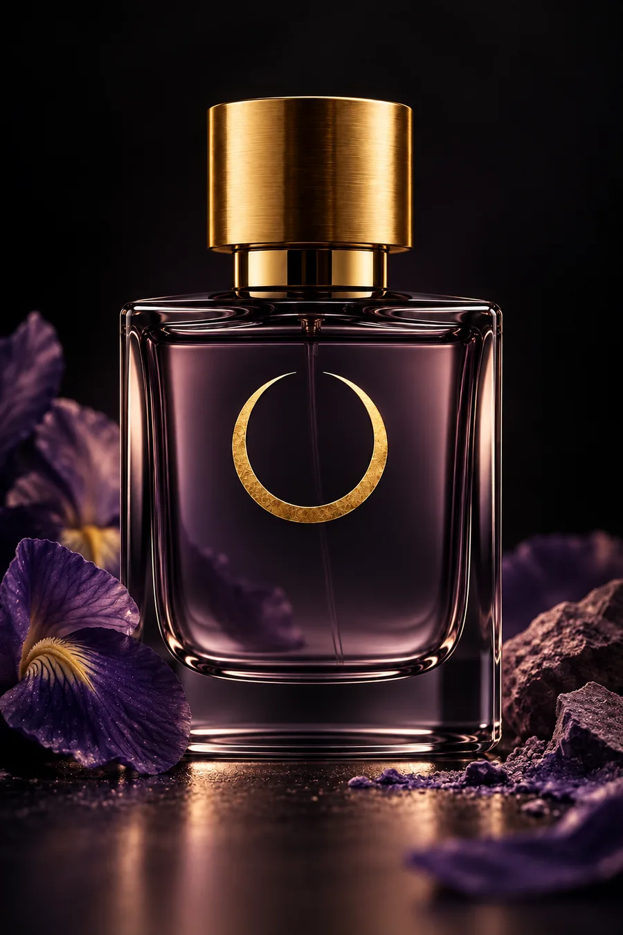 Interpretazione visiva del flacone Iris del Crepuscolo NOCTÁUREA PARFUM