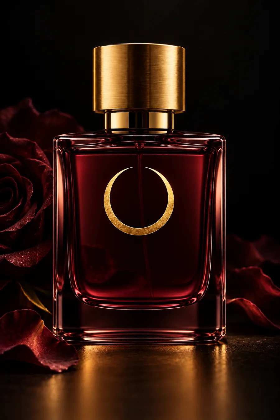 Interpretazione visiva del flacone Rosa d’Ombra NOCTÁUREA PARFUM